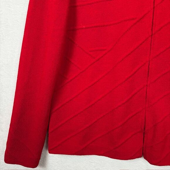 St. John Santana Knit Textured Wool Blend Sweater Zip Mandarin Collar Size 6 - Picture 4 of 13